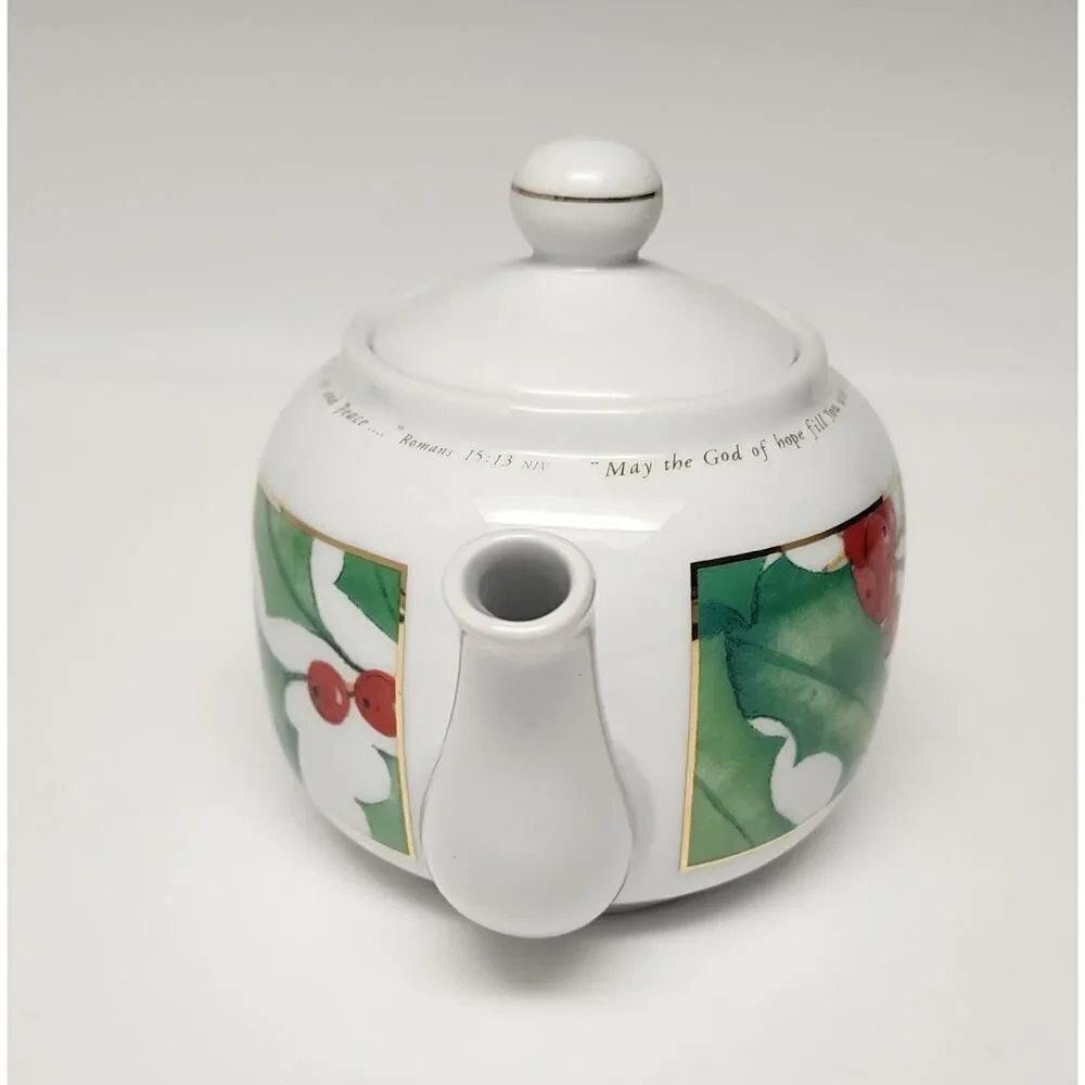 Day Spring Ceramic Tea Pot/Saucers Religious Romans 15:13 Siloam Springs AR